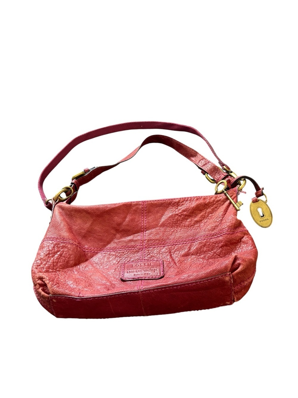 Vintage Long Live  Red Leather Shoulder Bag
